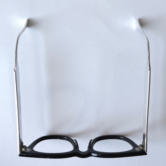 Vintage Eyeglasses Horn Rim Mid Century Frames Aluminum Chrome Temples ESO 1950s - Picture 9 of 17